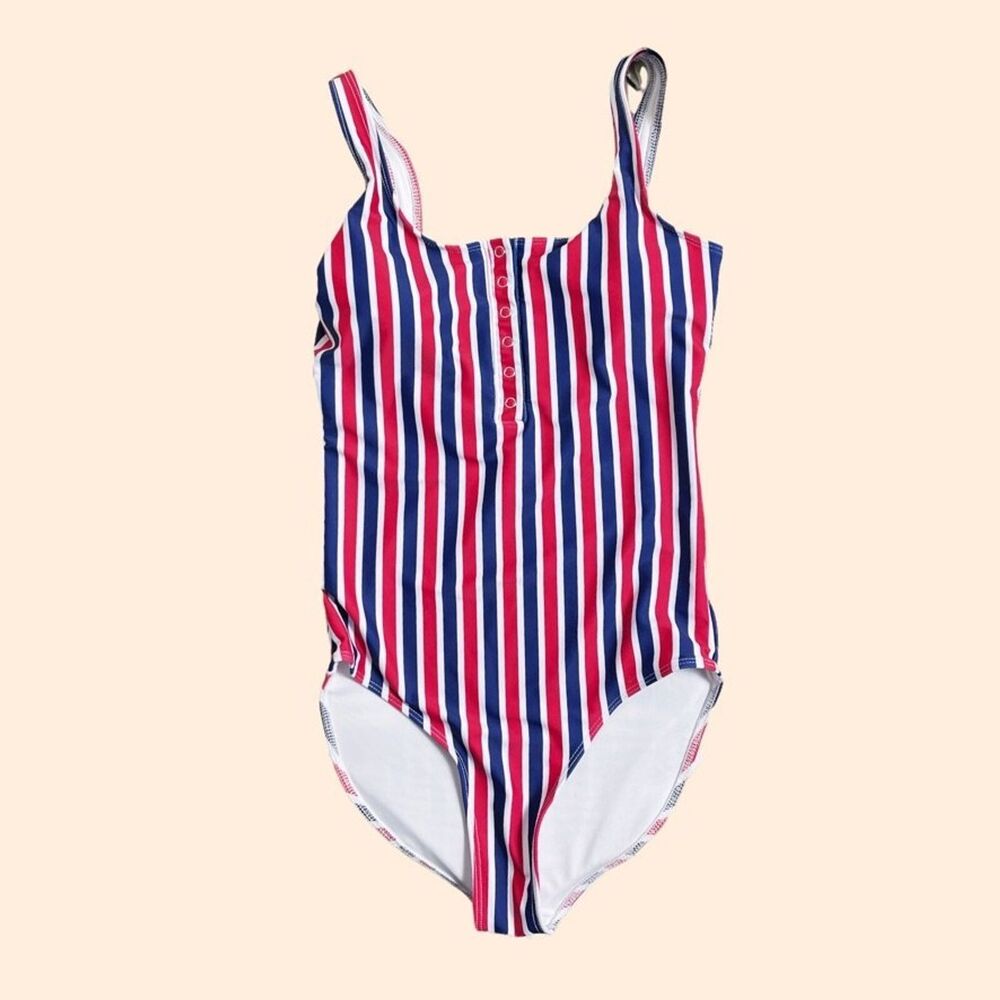 Pink Desert Striped Patriotic Swimsuit